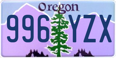 OR license plate 996YZX