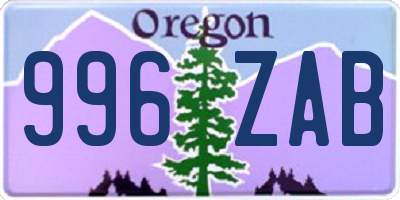 OR license plate 996ZAB