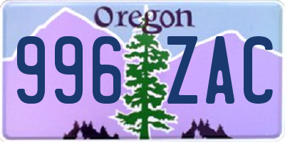 OR license plate 996ZAC