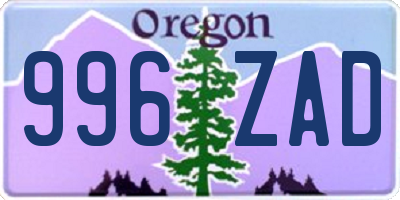 OR license plate 996ZAD