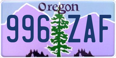 OR license plate 996ZAF