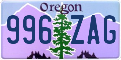 OR license plate 996ZAG