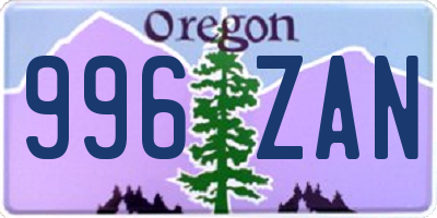 OR license plate 996ZAN