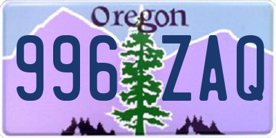 OR license plate 996ZAQ