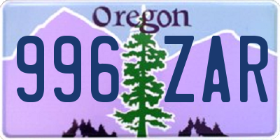 OR license plate 996ZAR