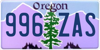 OR license plate 996ZAS