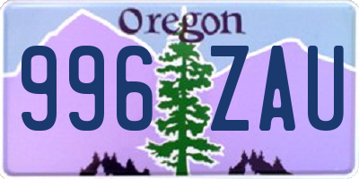 OR license plate 996ZAU