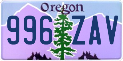 OR license plate 996ZAV