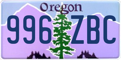 OR license plate 996ZBC