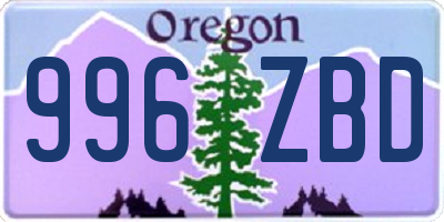 OR license plate 996ZBD