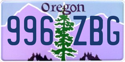 OR license plate 996ZBG