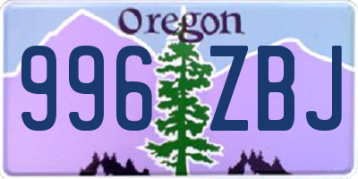 OR license plate 996ZBJ
