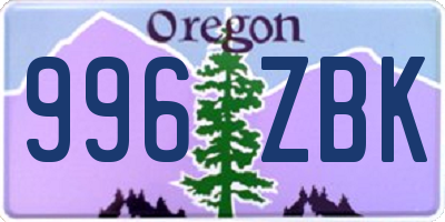 OR license plate 996ZBK