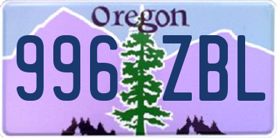 OR license plate 996ZBL
