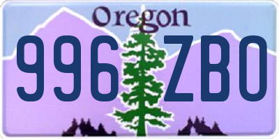 OR license plate 996ZBO