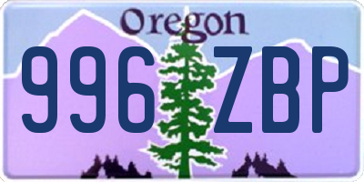 OR license plate 996ZBP