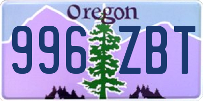 OR license plate 996ZBT