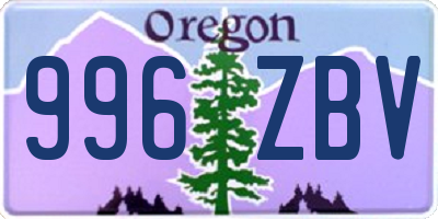 OR license plate 996ZBV