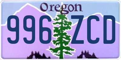 OR license plate 996ZCD