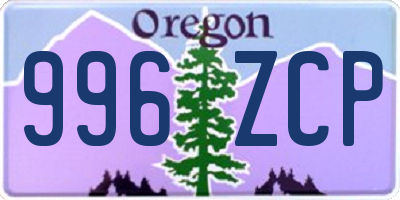 OR license plate 996ZCP