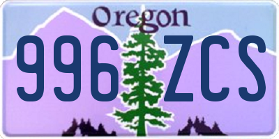 OR license plate 996ZCS