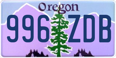 OR license plate 996ZDB