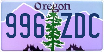 OR license plate 996ZDC