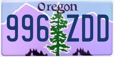 OR license plate 996ZDD