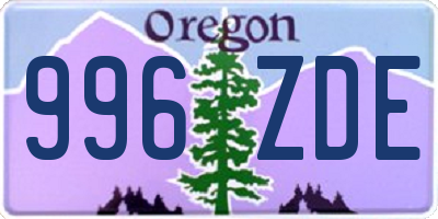 OR license plate 996ZDE
