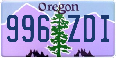 OR license plate 996ZDI