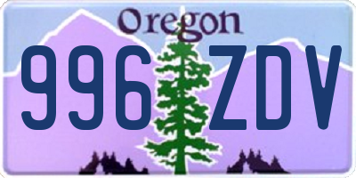 OR license plate 996ZDV