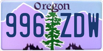 OR license plate 996ZDW