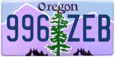 OR license plate 996ZEB