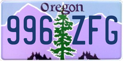 OR license plate 996ZFG