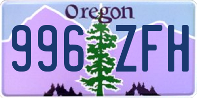 OR license plate 996ZFH