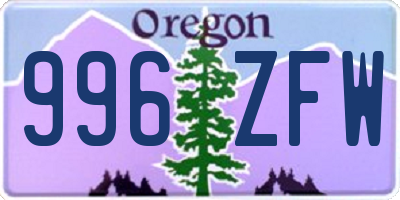 OR license plate 996ZFW