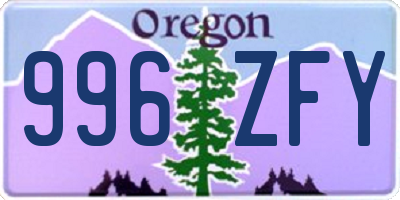 OR license plate 996ZFY