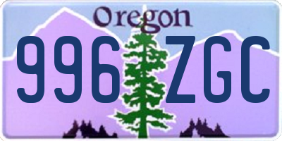 OR license plate 996ZGC
