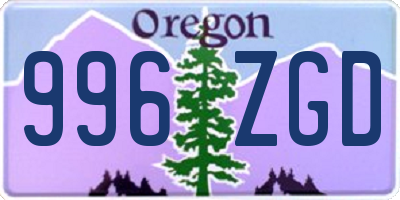 OR license plate 996ZGD