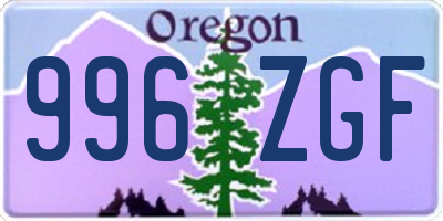 OR license plate 996ZGF
