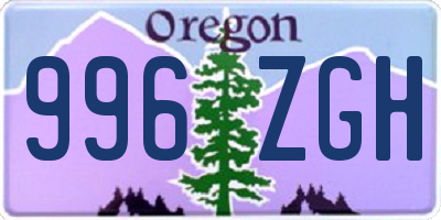 OR license plate 996ZGH