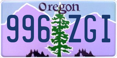 OR license plate 996ZGI