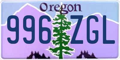 OR license plate 996ZGL