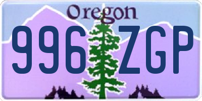 OR license plate 996ZGP