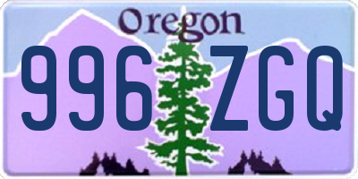 OR license plate 996ZGQ