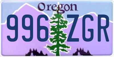 OR license plate 996ZGR