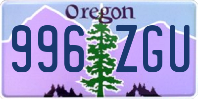 OR license plate 996ZGU