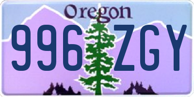 OR license plate 996ZGY