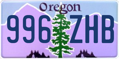 OR license plate 996ZHB