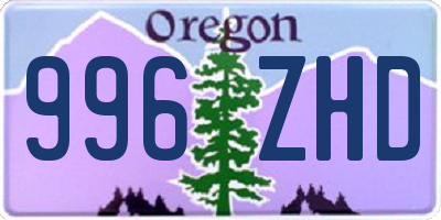 OR license plate 996ZHD